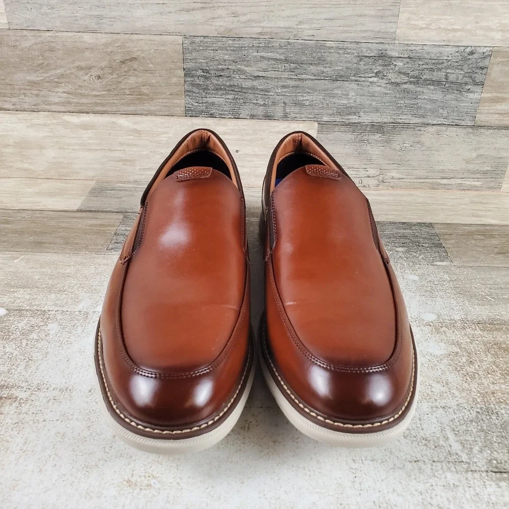 Nunn Bush Chase Mens Loafers Sz 11.5 M Cognac Moccasin Toe Slip-On Lightweight